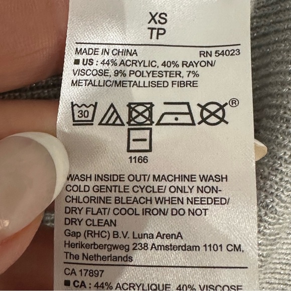 Banana Republic Lurex Turtleneck Sweater Sleeveless Metallic Silver - Picture 6 of 6